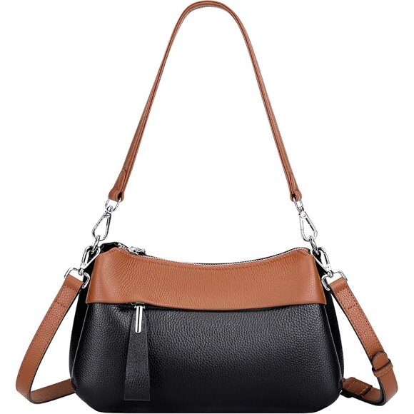Handbags - Genuine Leather Black Brown Crossbody Bag Women Small Hobo Shoulder Purse Straps